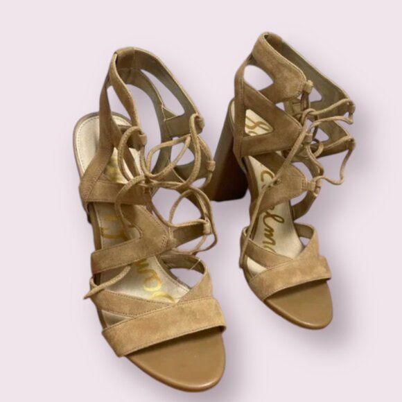 ⭐️ Lace Up Strappy Strap Boho Peasant Romantic Sexy Classy Chic Glam Party Heels - Picture 1 of 7